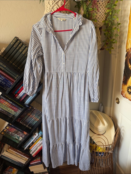 Target Dresses & Skirts - Target Blue and White Striped Tiered Midi Dress